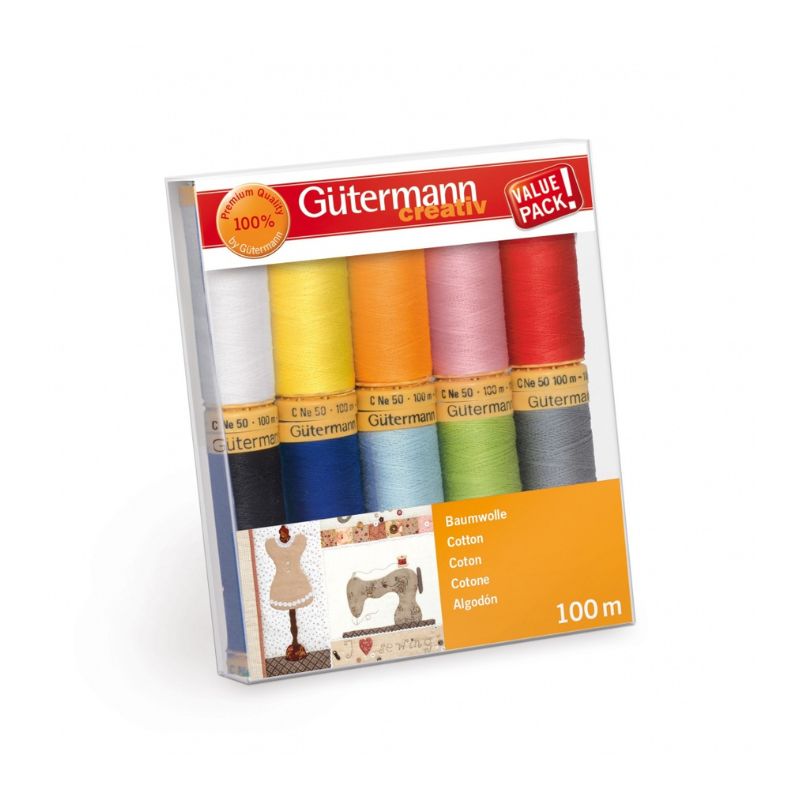 Gütermann trådsæt cotton – 10 spoler á 100 meter