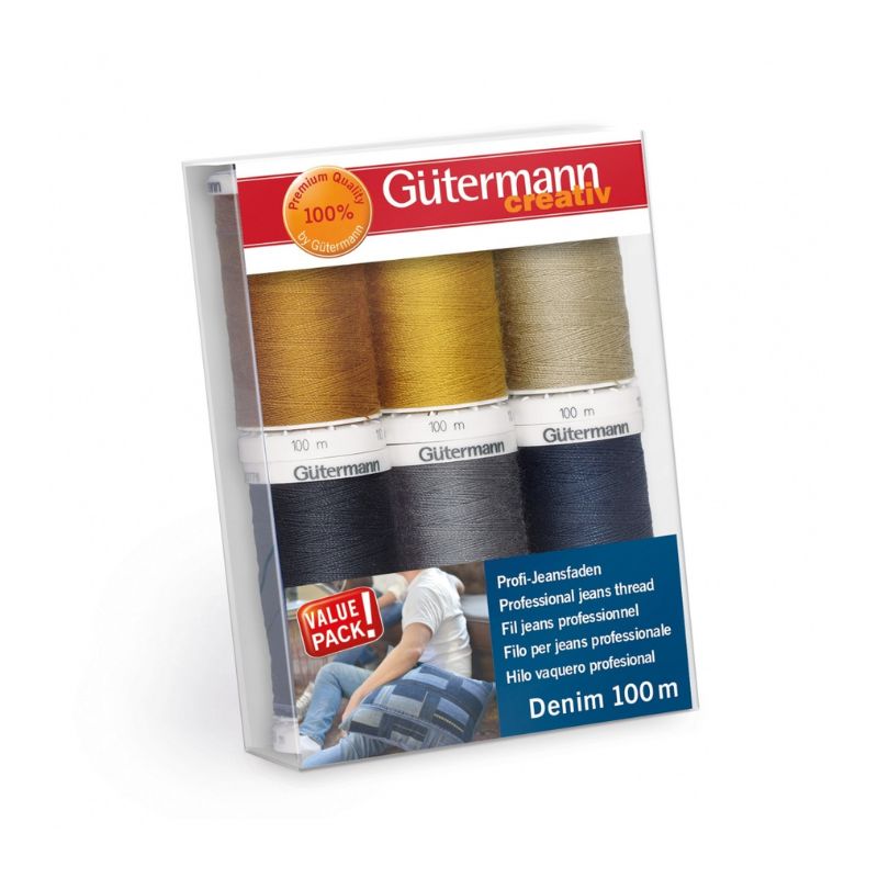 Gütermann sytrådsæt denim – 6 ruller á 100 m