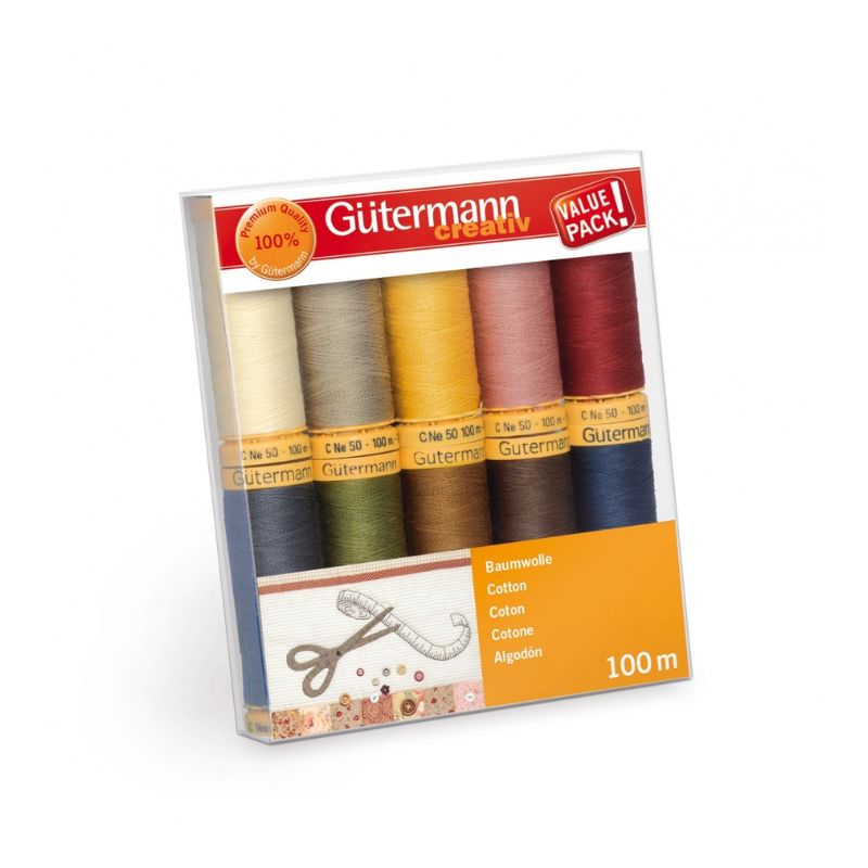 Gütermann trådsæt cotton – 10 spoler á 100 meter