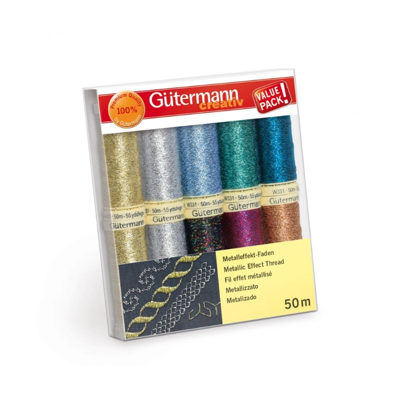 Gütermann effekttrådsæt metallic – 10 ruller á 50 m