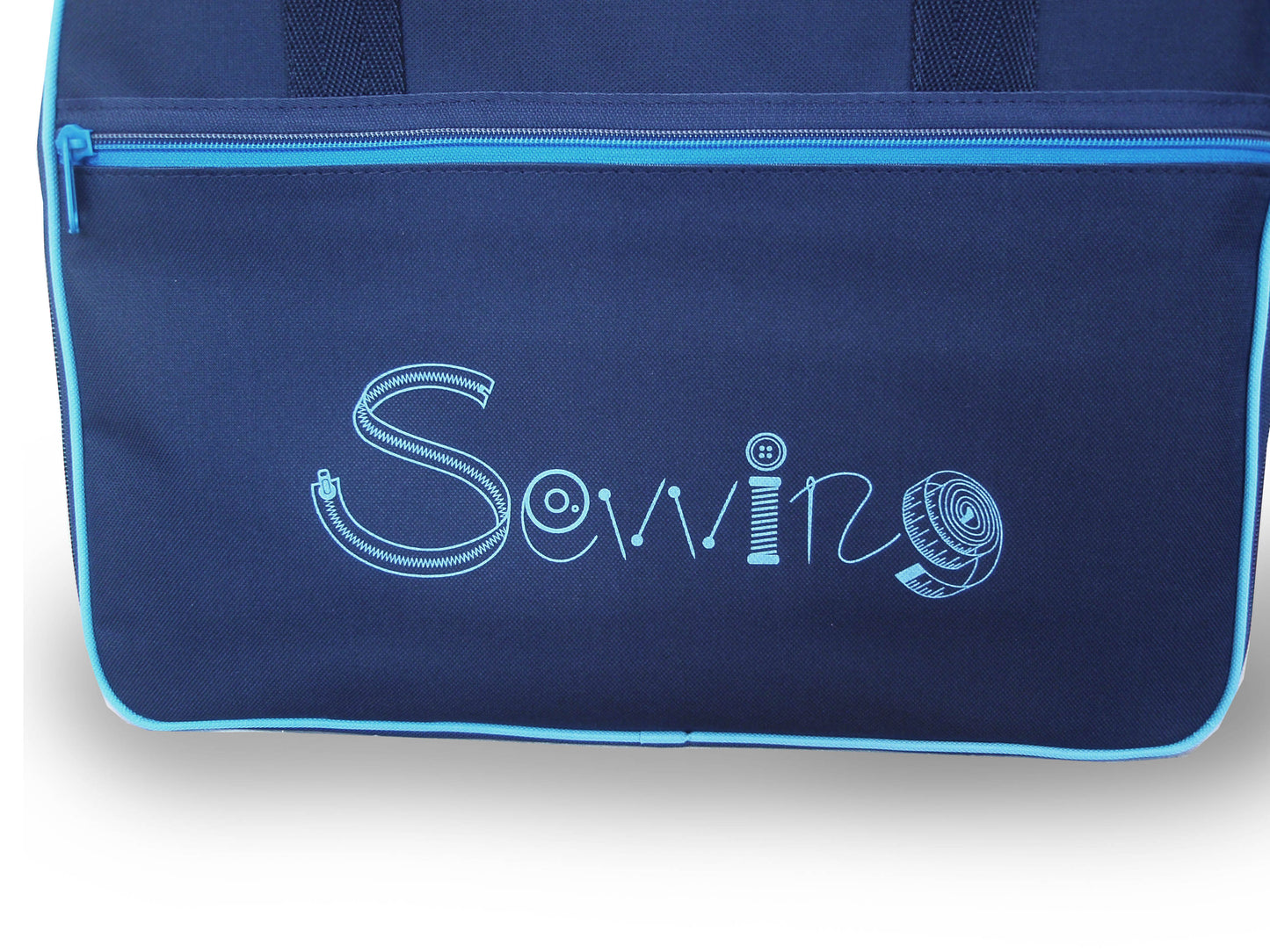 Symaskinetaske blå med ud- og indvendig lomme til tilbehør