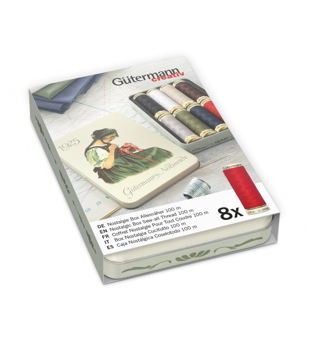 Gütermann Sytrådssæt i nostalgi Box - 8 ruller á 100m