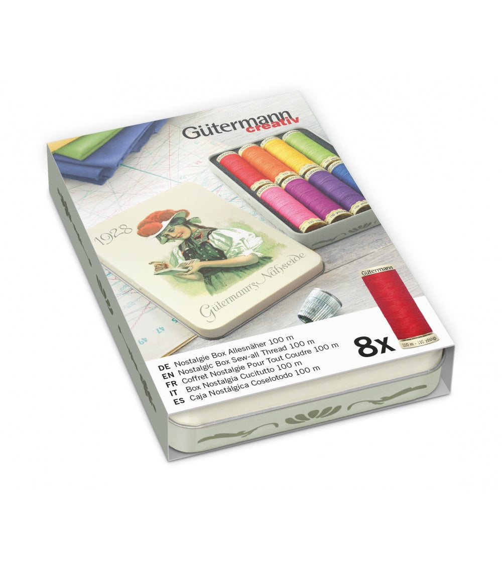 Gütermann Sytrådssæt i nostalgi Box - 8 ruller á 100m