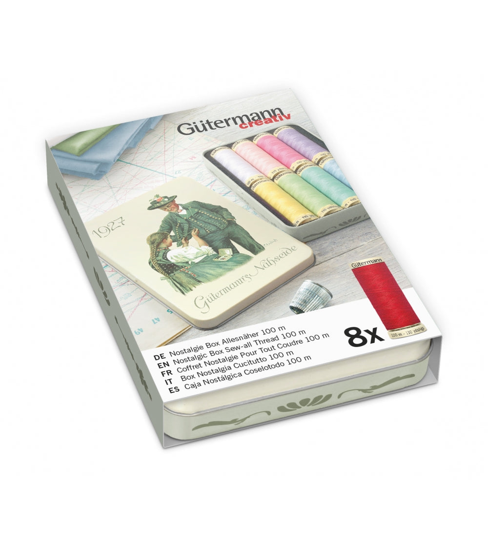 Gütermann Sytrådssæt i nostalgi Box - 8 ruller á 100m