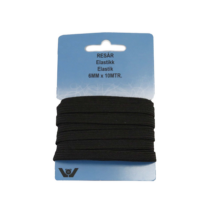 Elastik 6 mm sort – 10 meter